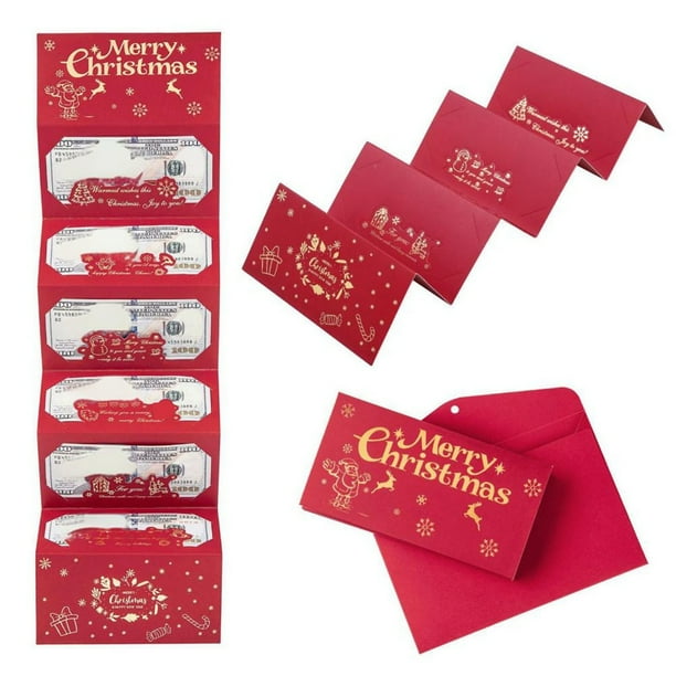Sobre rojo navideño con 10 tarjetas, caja de dinero con sobre rojo para fiestas sorpresa navideñas - Almacenamiento de regalos navideños