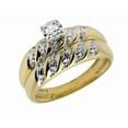 thumbnail image 2 of Sparkle Jewels 14K Yellow Gold Finish Trio Set Swirl CZ Engagement Wedding Ring Set, 2 of 5