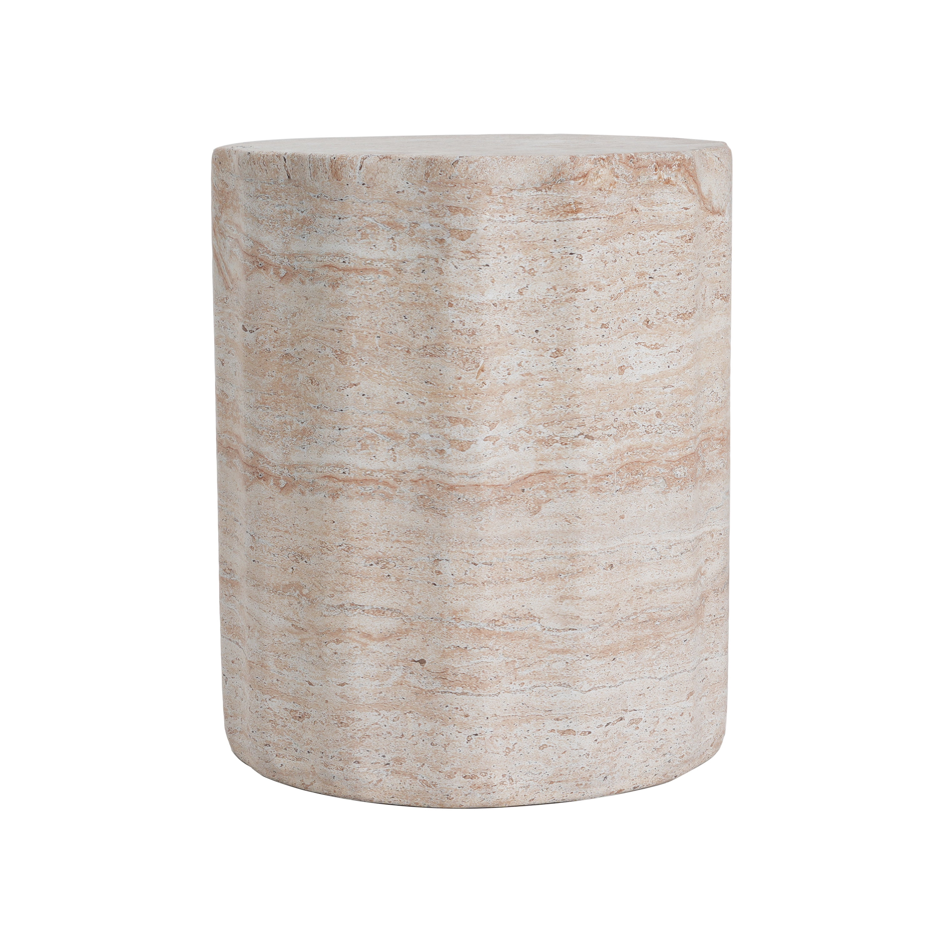 Side Table, Outdoor Indoor Lightweight Concrete Table for Patio Balcony Garden, Travertine Finish