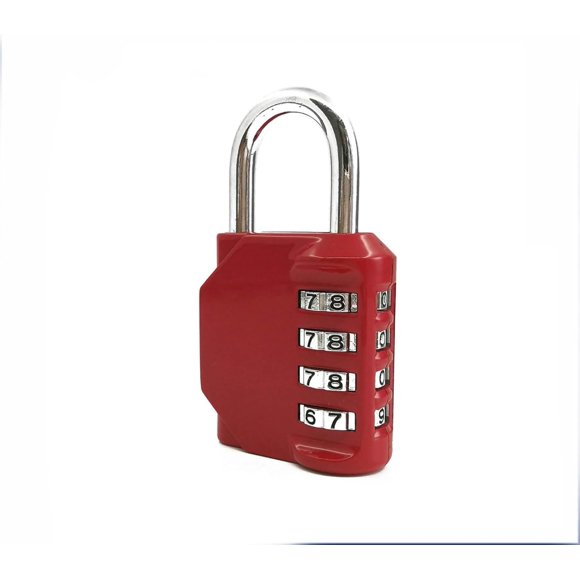XYCCA 4 Dial Padlock Combination Padlock Keyless Security Universal Travel Accessories for Cabinet Tool Box (Red)-1832