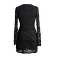 thumbnail image 7 of Adeawade Women Dresses V Neck Long Sleeve Lace Bodycon Party Dress Fall Winter Occasion Stylish Clothes Black L, 7 of 7
