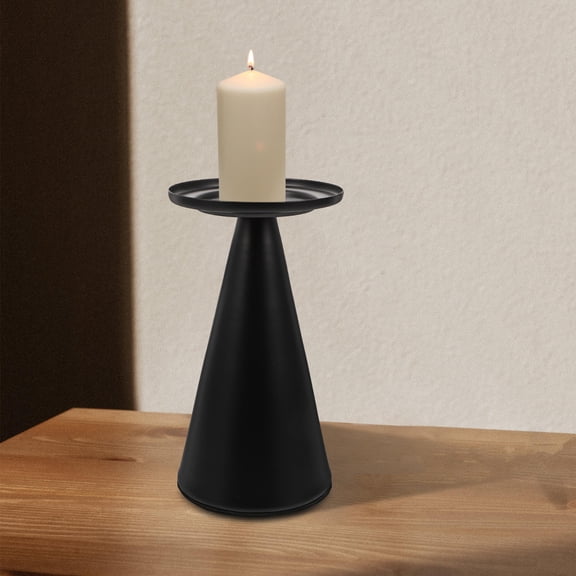 WEUVEB 1Pc Simple Style Black Candlestick Decorative Candle Stand for Indoor Use