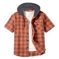 thumbnail image 3 of Mens Flannel Hoodie Plaid Shirt Short Sleeve Button Down Casual Shirt Jacket Lightweight Summer Shacket Jacket, 3 of 4