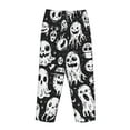 thumbnail image 3 of Lsque Black White Spooky Ghosts Print Women's Pajama Pants, Lounge Pant - Comfortable Home Wear,Elastic Waistband, Stylish Design-XX-Large, 3 of 9