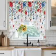thumbnail image 3 of Swag Valance Curtains for Windows, Blue Floral Light Filtering Kitchen Curtains with Rod Pocket, Red Flowers Country Leaves Rustic Plaid Window Treatment Valances for Living Room, 28x36 - 2 PCS, 3 of 9