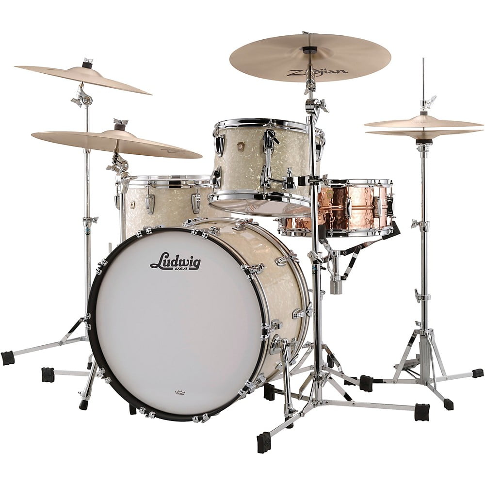 Ludwig Classic Maple 3-Piece Fab Shell Pack, 22" Bass Drum, Vintage Marine Pearl, Drum Set