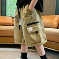 thumbnail image 3 of breaise Boys Cargo Shorts Elastic Waist Running Hiking Bermuda Shorts Knee Length Summer Shorts with Pockets, 3 of 5