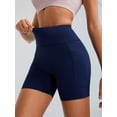 thumbnail image 3 of RUNNING GIRL Women’s High Waisted Biker Shorts with Side Pockets, Tummy Control Stretch Workout Shorts for Yoga Gym Running, 3 of 5