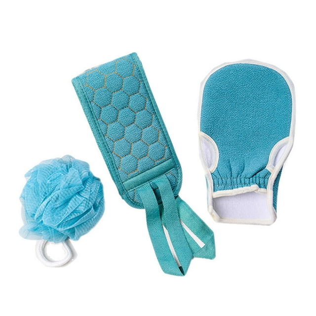 Vogacara 3 unids/set paño de limpieza corporal de fibra vegetal lavable cuello guante de ducha removedor de piel muerta accesorios de Cuerpo del baño
