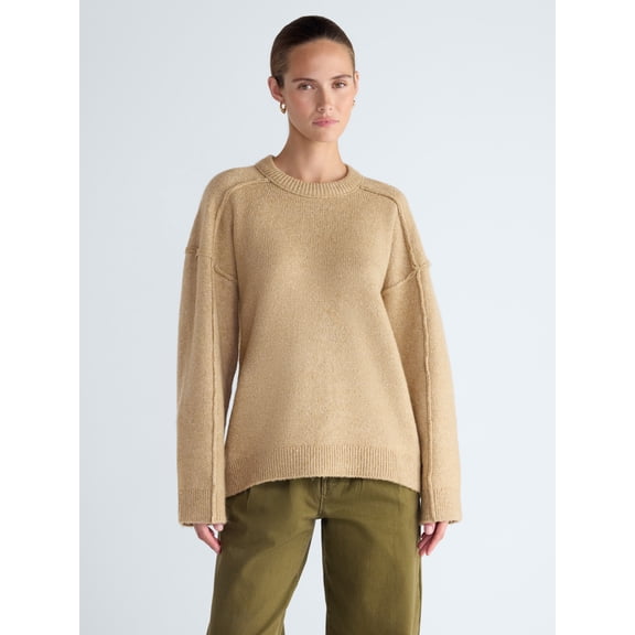 Scoop Women's Crewneck Seam Sweater, Sizes XS-XXL
