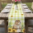 thumbnail image 4 of Groundhog Day Table Runner - 48 Inch Long Yellow Plaid Sunflower Spring Floral Cotton and Linen Blended Dress Scarves Farmhouse Table Runner for Kitchen Dining, Coffee Table, 13" x 48", 4 of 8