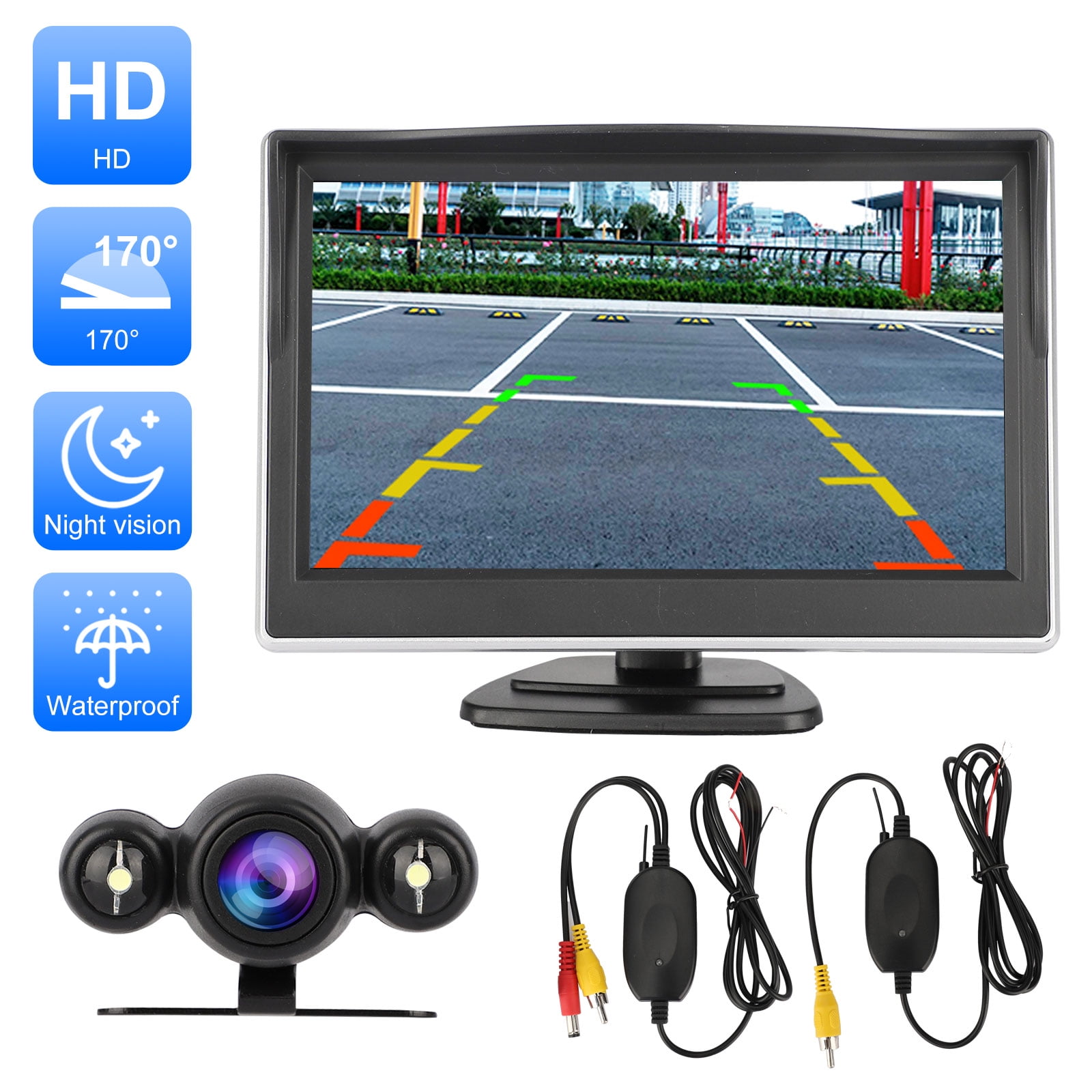 5" TFT LCD Car Rear View Mirror Monitor+Night Vision Backup Reverse Camera Kits 