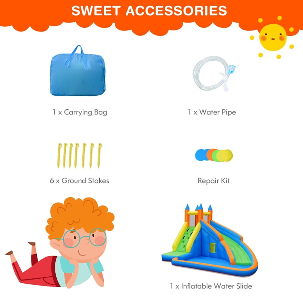 Aimee Lii Inflatable Mighty Bounce House Jumper with Water Slide without Blower, Toddler Bounce House