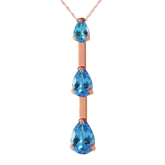 Galaxy Gold Genuine 14k carat - 14k Solid Yellow, White and Rose Gold First Light Design Necklace with 1.71 Total Cara (CTW) Pear-Shape Natural Ocean Blue Topaz Pendant (rose-gold, 14k)