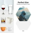 thumbnail image 6 of Yiaed Astronaut Contemplating Planet Print Leather Coasters for Drinks - Cup Coasters Coffee Table Kitchen Table Bar, Home & Office Gifts Handmade Drink Coasters-Hexagon, 6 of 6