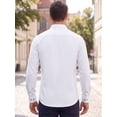 thumbnail image 3 of INSPIRE CHIC Men's Dress Shirt Two-Tone Collar Long Sleeve Button Down Shirt Top S White, 3 of 5