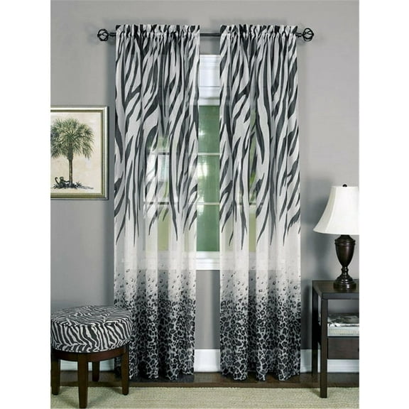 1 Pc of Kenya Window Curtain Panel Black/White 130cm X 210cm