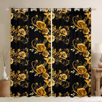 Manfei Couple Valentines Day Blackout Curtains Set of 2 (52x84 Each), Orange Flower Floral Window Curtains, Chic Botanical Rose Curtains and Drapes, Window Curtains Bedroom Decor