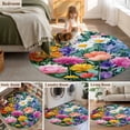 thumbnail image 5 of Round Rug 6Ft Washable Non-Slip, Watercolor Spring Floral Circle Area Rugs for Living Room Bedroom, Farmhouse Flowers Colorful Indoor Floor Mats Carpet Runner for Home Decor Aesthetic, 5 of 8