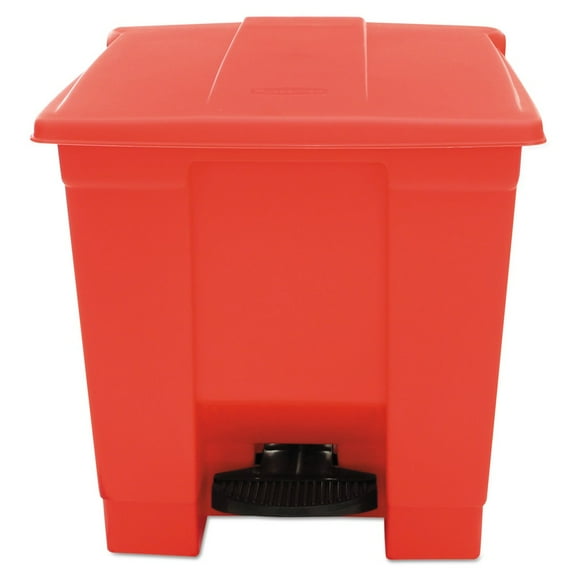 Rubbermaid Commercial FG614300RED 8 Gallon Indoor Utility Step-On Plastic Waste Container - Red