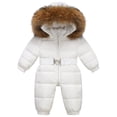 thumbnail image 3 of Monos de invierno para niña, chaqueta impermeable con capucha, mono cálido para niño niña, traje de esquí de piel sintética, traje de nieve para niño, 3 of 5