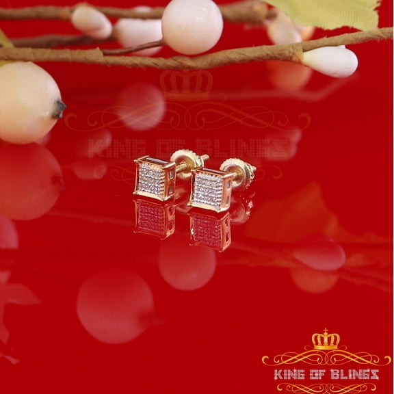 King of Bling's 10K Real Yellow Gold Real Diamond 0.05CT Men's/Women's Stud Micro Earring