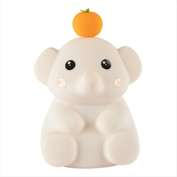 Lámpara de Elefante, Luz de Silicona con Temporizador de 30 Minutos, Lámpara de Noche Recargable con Control Táctil Rosa