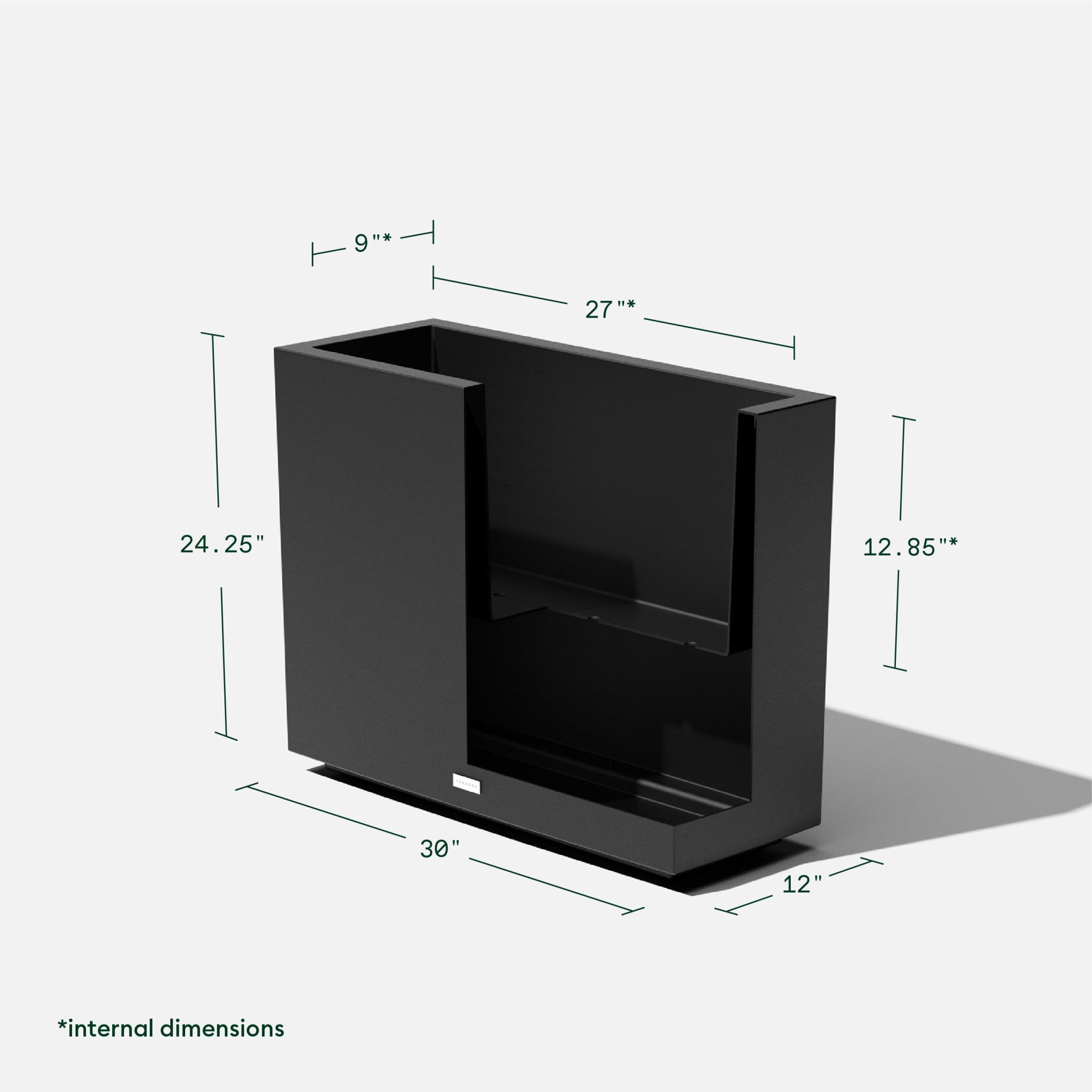 Veradek Block Series Span Short 24" Plastic Planter - Black