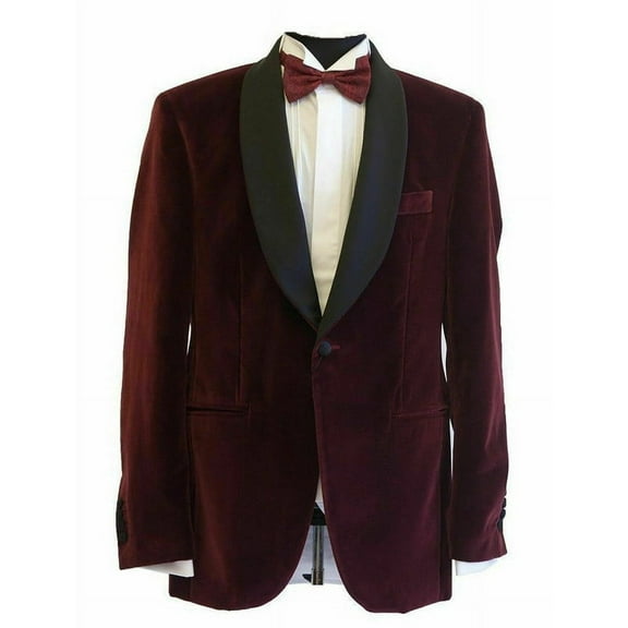 Mens Burgundy Velvet Dinner Jacket - Groomsmen Wedding & Evening Blazer