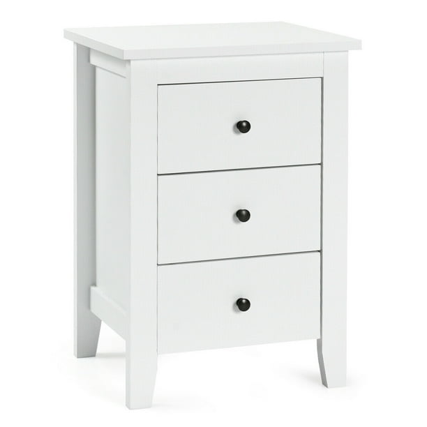 Nightstand End Bedside Table Drawers, Small Side Table With Drawers White