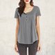 thumbnail image 5 of Camisetas de verano para mujercamisetas holgadas plisadas con cuello en V y manga corta (gris M) Likrtyny Para estrenar, 5 of 9