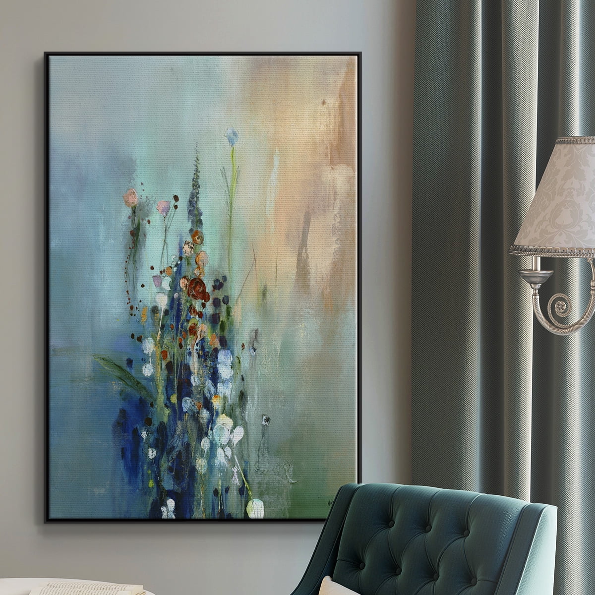 Current Air I Framed Premium Gallery Wrapped Canvas - Ready to Hang - 17 x 25 - Black Floating Frame