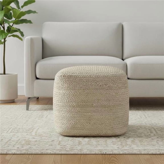 HomeRoots 710488 18 in. Natural Jute Pouf Ottoman