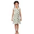 thumbnail image 6 of Girls Dress Christmas Green Pine Branches Bow Sleeveless Dress for Girls Hem A-Line Casual Sundress, 6 of 7