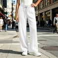 thumbnail image 2 of Axdhxbd Women's Baggy Sweatpants Elastic Waisted Drawstring Wide Leg Sweatpant Loose Casual Solid Color Sweat Pants with Pockets White L, 2 of 7