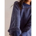 thumbnail image 4 of Women'S Pullover Sweaters Casual Long Sleeve Crew Neck Oversized Knitwear Chunky Knit Jumper Tops Orchid Color M, 4 of 8