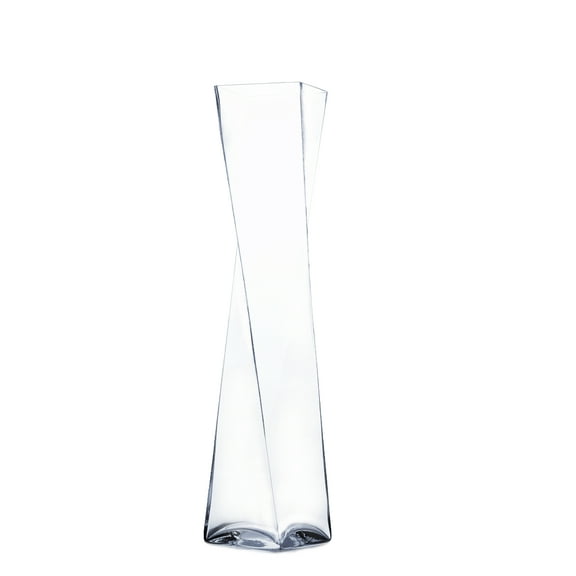 WGV Clear Twisted Block Vase - 5" Wide x 24" Height, Good quality, Heavy Weighted Base - 1 Pc
