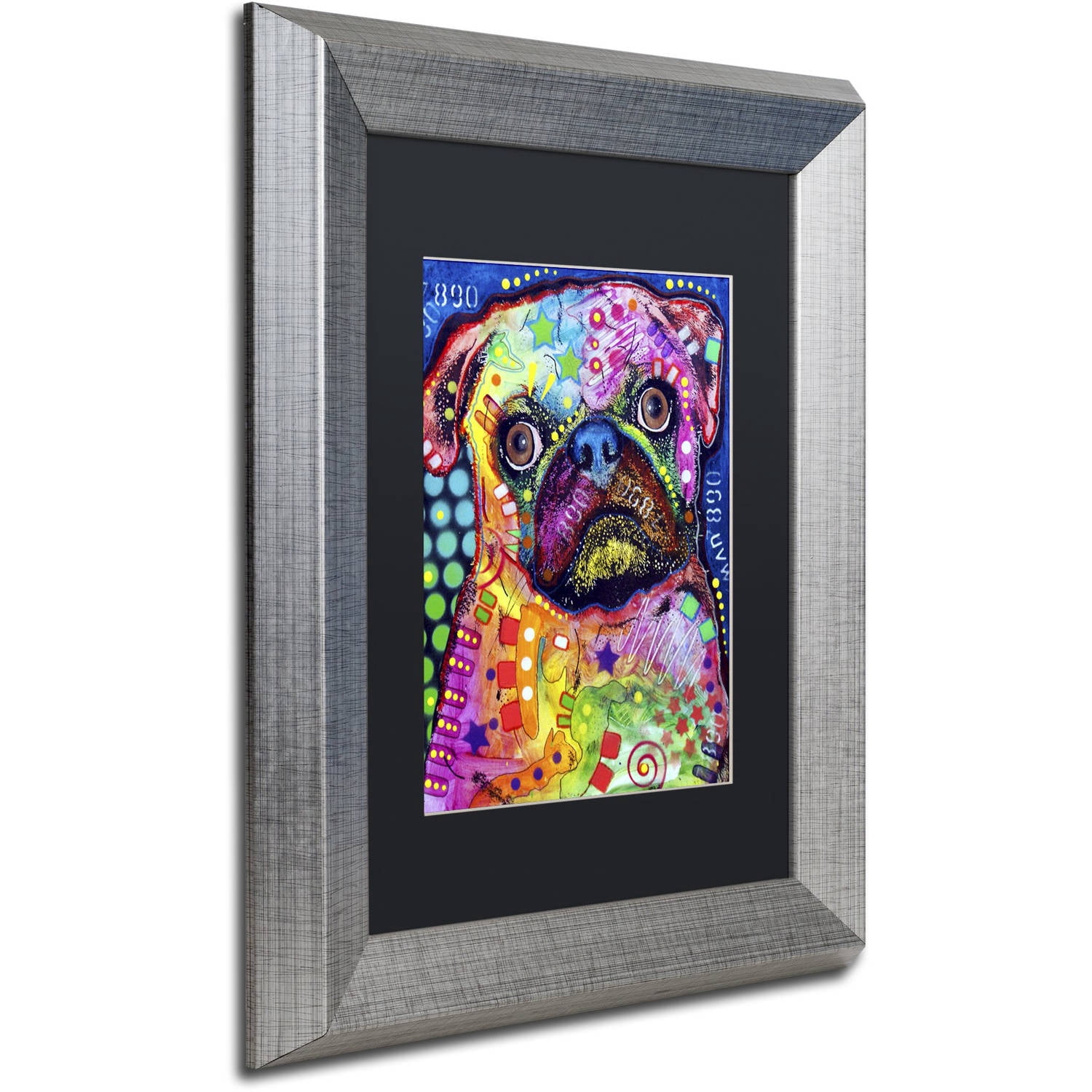 Trademark Fine Art "Pug 92309" Canvas Art by Dean Russo, Black Matte, Silver Frame