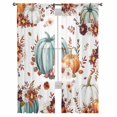 thumbnail image 6 of Green Orange Pumpkins Fall Sheer Curtains 63 Inch Length 2 Panels Set, Semi Transparent Voile Rod Pocket Curtains for Living Dining Room Bedroom Drapes Botanical Thanksgiving, 6 of 8