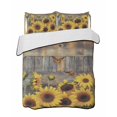 thumbnail image 2 of Sunflower King Size Down Alternative Comforter,Lightweight Comforter Quilt Bedding Set with Pillow Shams Spring Yellow Floral Rustic Butterfly Wood Grain Bed Comforter Duvet Insert 96"x106", 2 of 7