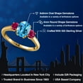 thumbnail image 2 of Gem Stone King 2.00 Ct Oval Swiss Blue Topaz Red Created Ruby 18K Yellow Gold Plated Silver Ring, 2 of 6