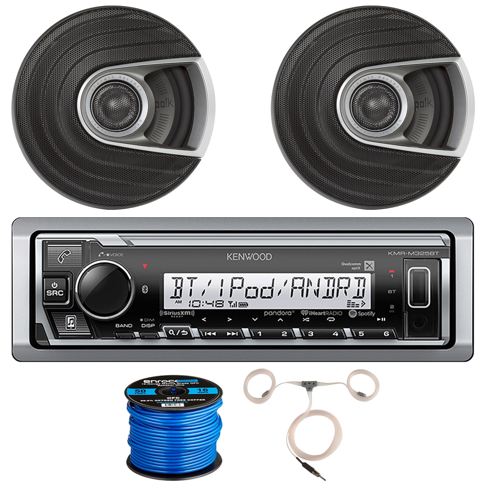 Kenwood KMRM325BT SingleDIN Digital Media Bluetooth Receiver, 2 x