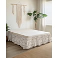 thumbnail image 2 of Khaki Fruit Wrap Around Bed Skirts for King Bed 18" Drop, Bed Skirt with Adjustable Elastic Belt Dust Ruffle Bed Valance for Bedroom Hotel Luxury Country Retro Floral Botanical Plant Bed Frame Cover, 2 of 7