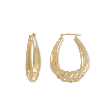 Square Beaded Hoops - 14kt Gold Beaded Twist Hoop Earrings