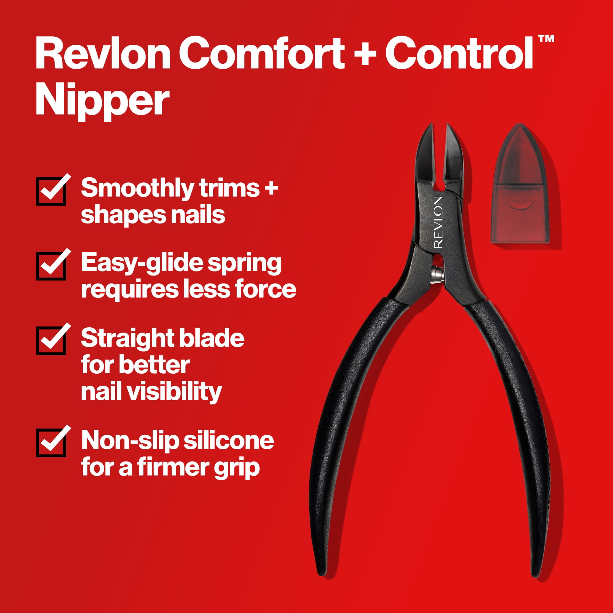 Revlon Comfort and Control Nail Nipper, Easy to Use Trimmer for Smooth Nails
