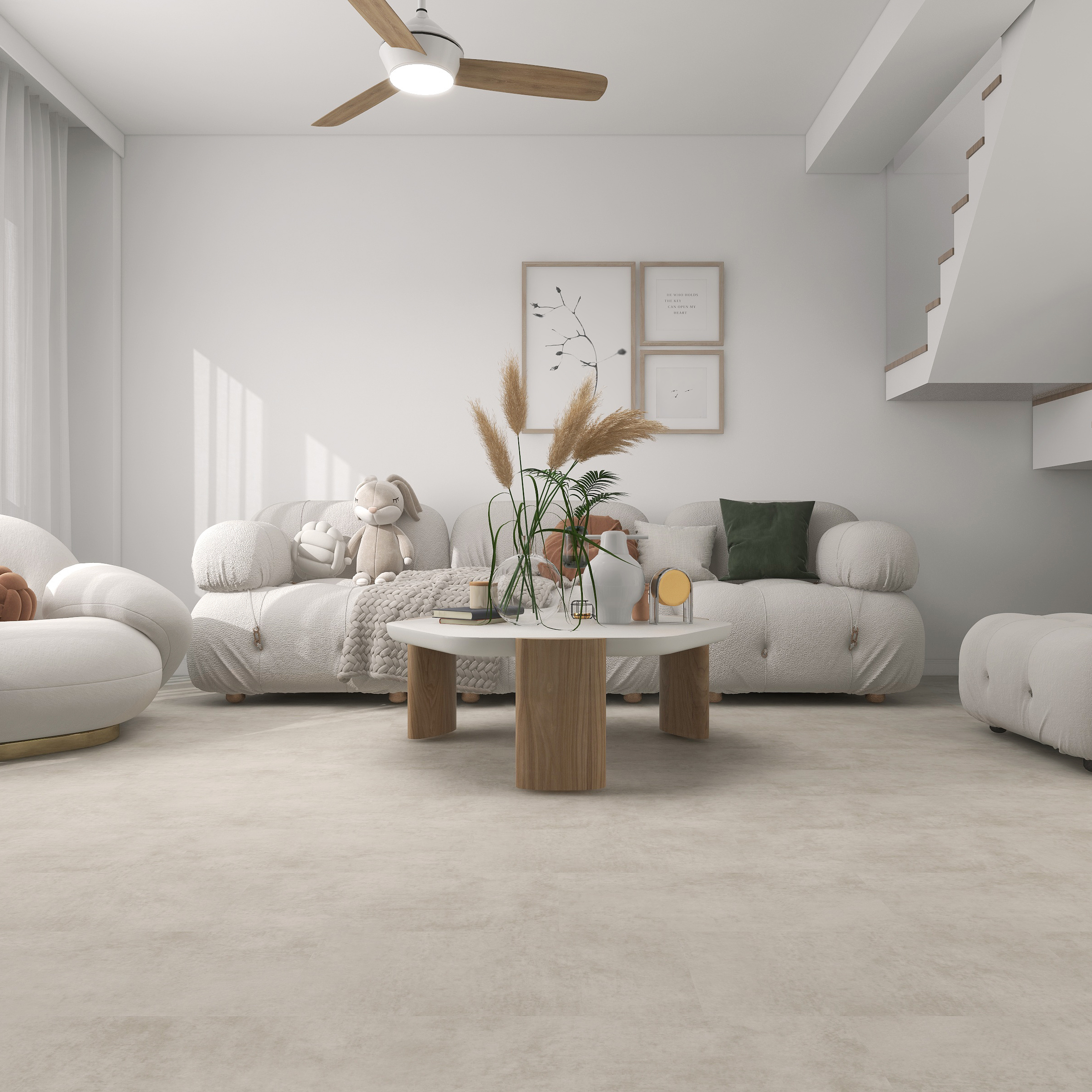 Dekorman Origin Corse Linen 5mm/12 mil x 12 in. W x 24 in. L Waterproof Click Lock Vinyl Tile Flooring (19.62 sq. sf/case)