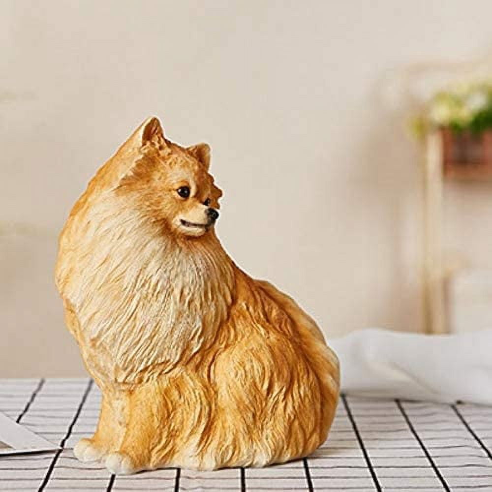 Nvzi-a Garden Sculptures Cute Pomeranian Statue Handmade Outdoor Garden Decoration Simulation Puppy Sculpture Resin Crafts Garden Statuary for Patio Yard Art Decor (Color : A)