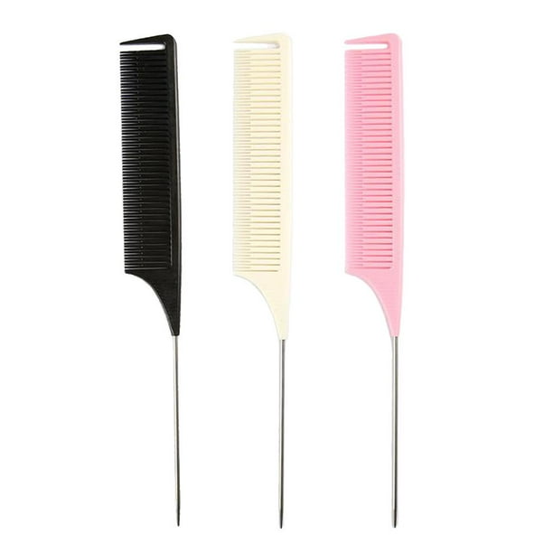 3x Barbero de Plástico Estilizado de Peluquería Pin Seccionamiento de Cola Peines Set
