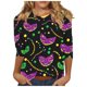 thumbnail image 2 of RKSTN Mardi Gras 3/4 Sleeve T Shirts for Women Top Oversized Crewneck Carnival Mask Print 3/4 Length Sleeve Shirt Womens Casual Round Neck Mask Tuesday Carnival Party Three Quarter Sleeve Tee Shirt, 2 of 5