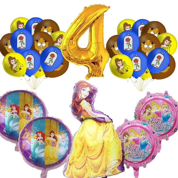 Belle Beauty and Beast Balloons Party Supplies 4th Big Number Decorations Decor Kit Birthday